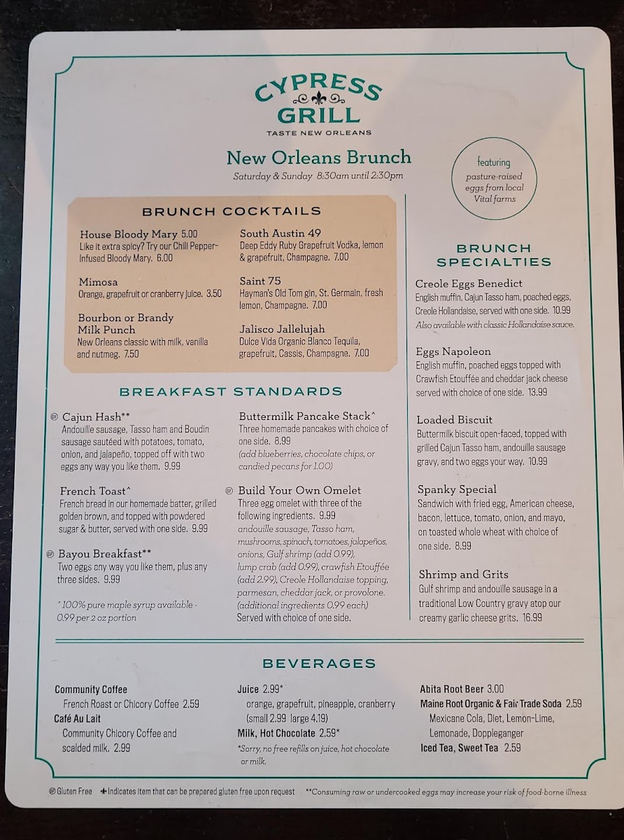 Menu - Cypress Grill photo 7
