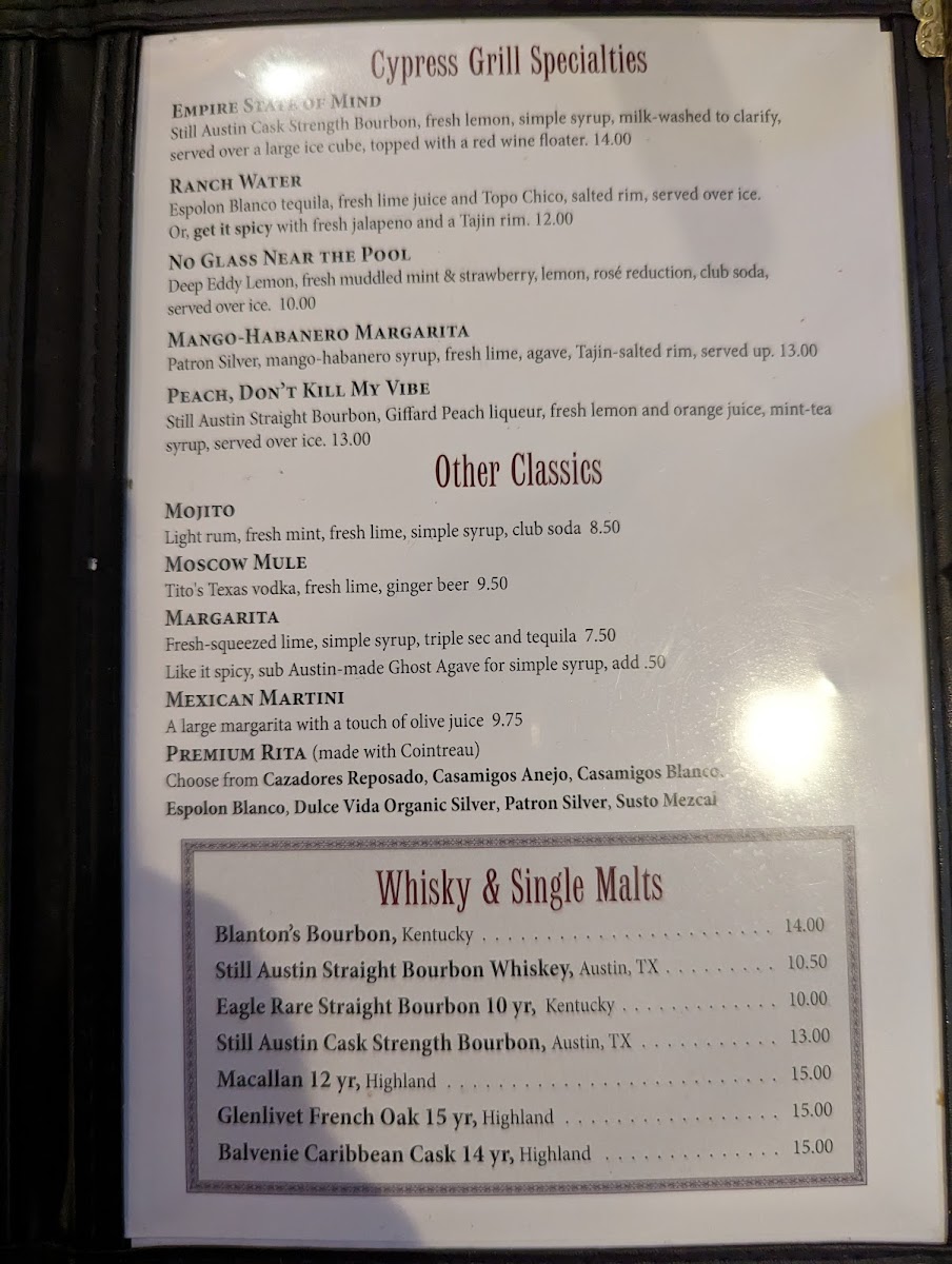 Menu - Cypress Grill photo 8